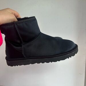 Black satin mini Ugg Boots